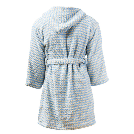Bubble Handwoven Robe,Pompom Bathrobe Handloom 100% Cotton - Ice Blue