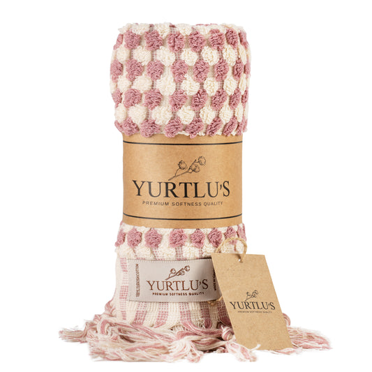 YURTLU'S Fluffy Series Hand Towel 18x 37,Soft Thick Towel, Kitchen Towel - Soft Pink