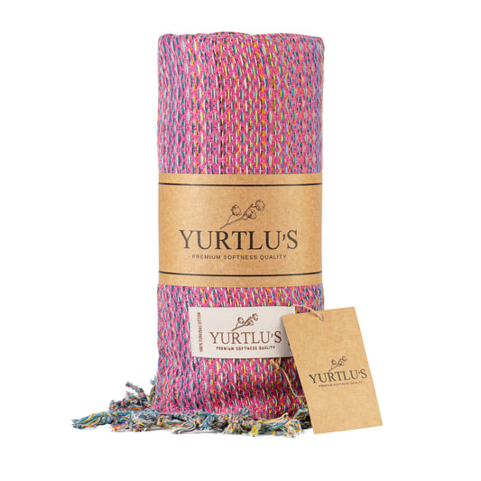 Royal Series Pre-Washed 38"x72" Turkish Towel Highly Absorbent YURTLU'S - Pink