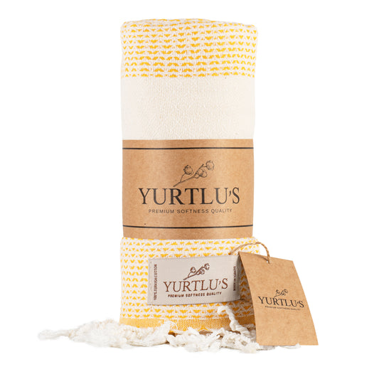 Imperial Series Pre-Washed 38"x72" Turkish Towel Highly Absorbent YURTLU'S - Yellow