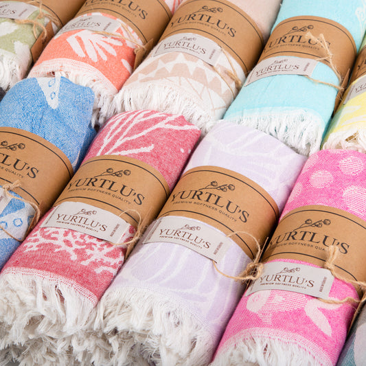 Harmony Series Pre-Washed 38"x72" Turkish Towel Highly Absorbent YURTLU'S - Black