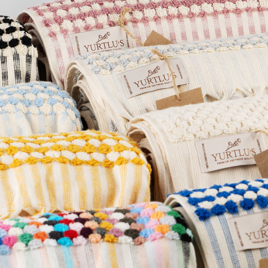 YURTLU'S Fluffy Series Bath Towel 36x 70, Beach Towel, Soft Thick Towel, Organic, Bathroom Bubble - Mix 1