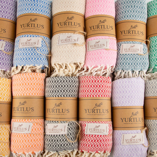 YURTLU'S Elegance Series Absorbent 38"x72" Turkish Towel Highly Pre-Washed - Black