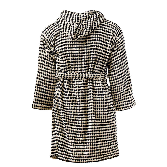 Bubble Handwoven Robe,Pompom Bathrobe Handloom 100% Cotton - Black