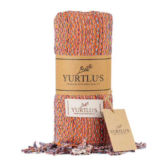 Royal Series Pre-Washed 38"x72" Turkish Towel Highly Absorbent YURTLU'S - Orange