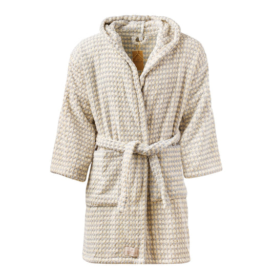 Bubble Handwoven Robe,Pompom Bathrobe Handloom 100% Cotton - Gray