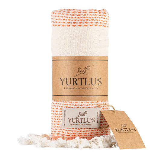 Imperial Series Pre-Washed 38"x72" Turkish Towel Highly Absorbent YURTLU'S - Orange