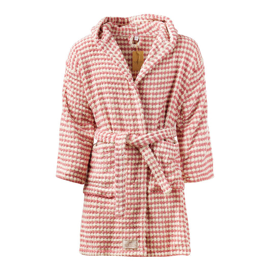 Bubble Handwoven Robe,Pompom Bathrobe Handloom 100% Cotton - Soft Pink