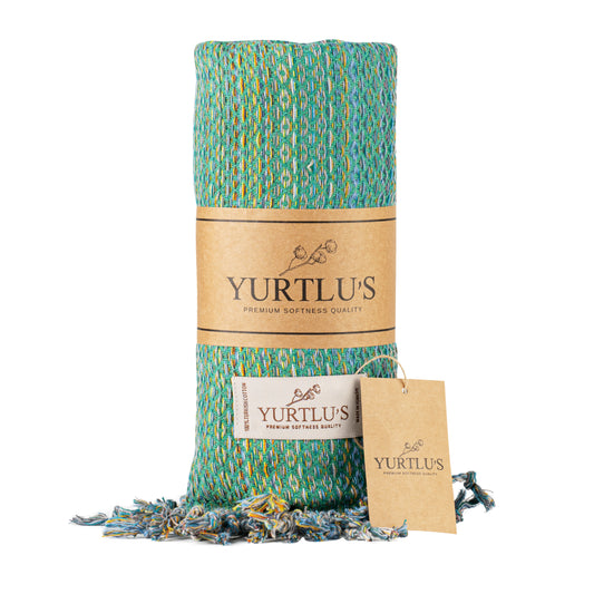 Royal Series Pre-Washed 38"x72" Turkish Towel Highly Absorbent YURTLU'S - Green