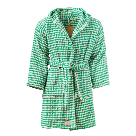 Bubble Handwoven Robe,Pompom Bathrobe Handloom 100% Cotton - Green