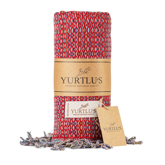 Royal Series Pre-Washed 38"x72" Turkish Towel Highly Absorbent YURTLU'S - Red