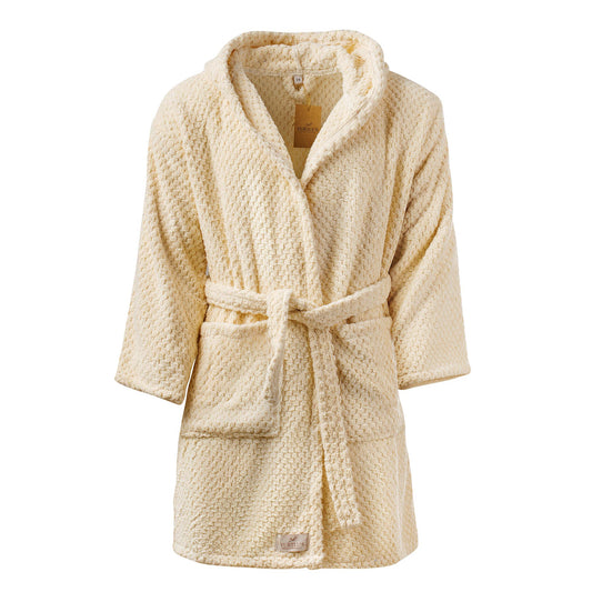 Bubble Handwoven Robe,Pompom Bathrobe Handloom 100% Cotton - Beige